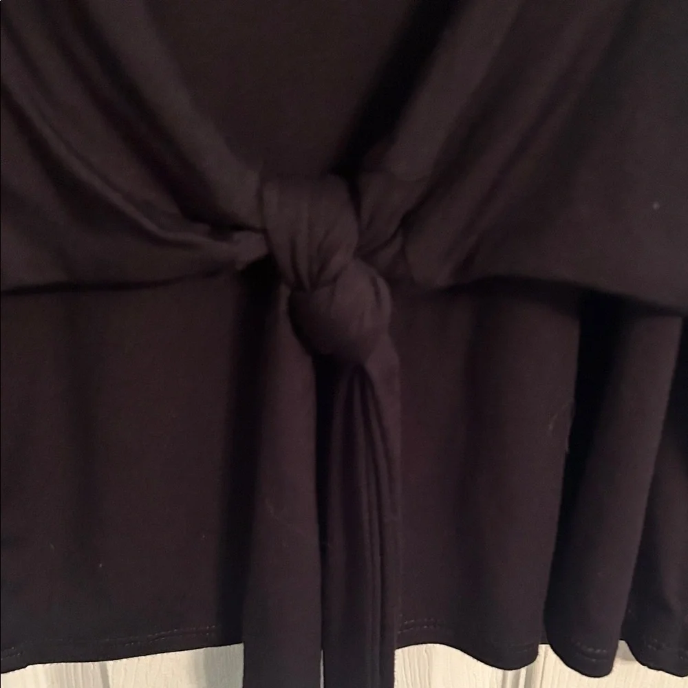 Karen Kane Black Tie-Front Blouse - Picture 3 of 4